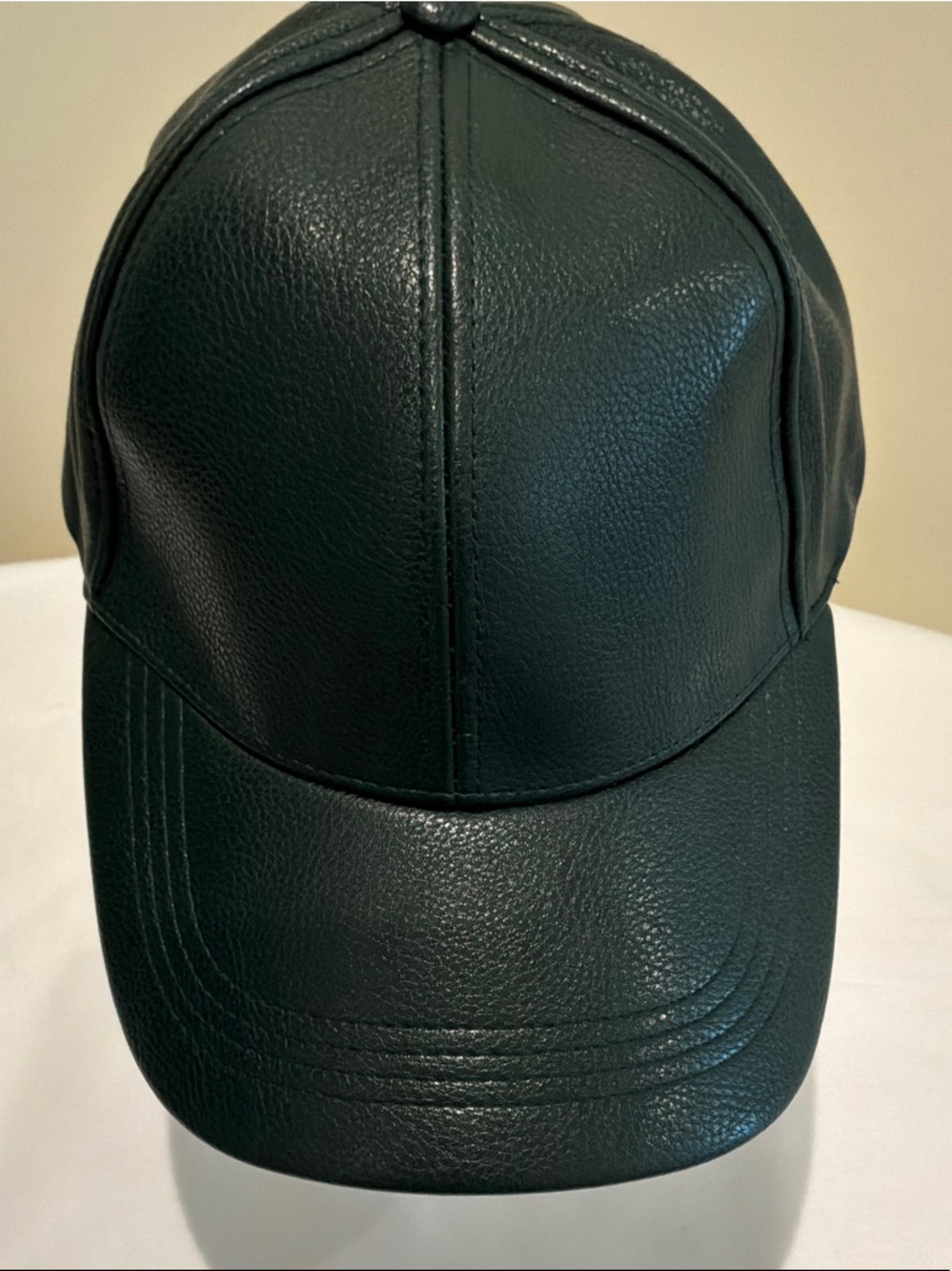 Men's Dark Green Faux Leather Baseball Cap